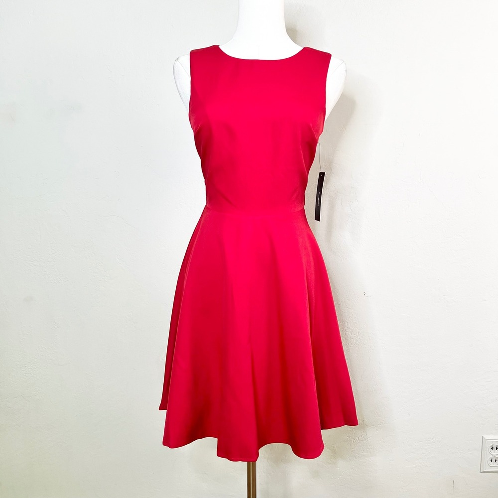 Lulus Fit & Flare Skater Dress Size XS Red Back Cutout Sleeveless Just Us New